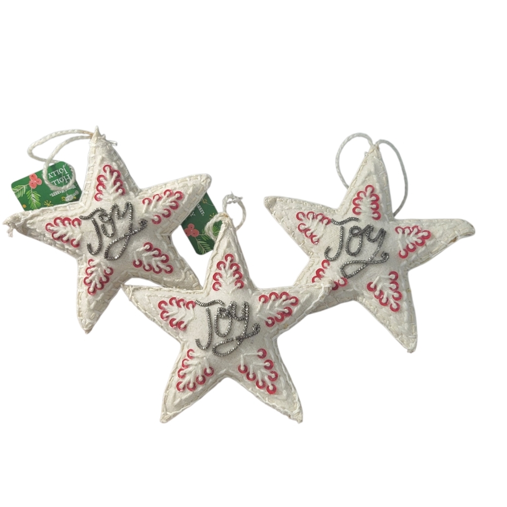 World Market Joy Embroidered Star Ornaments